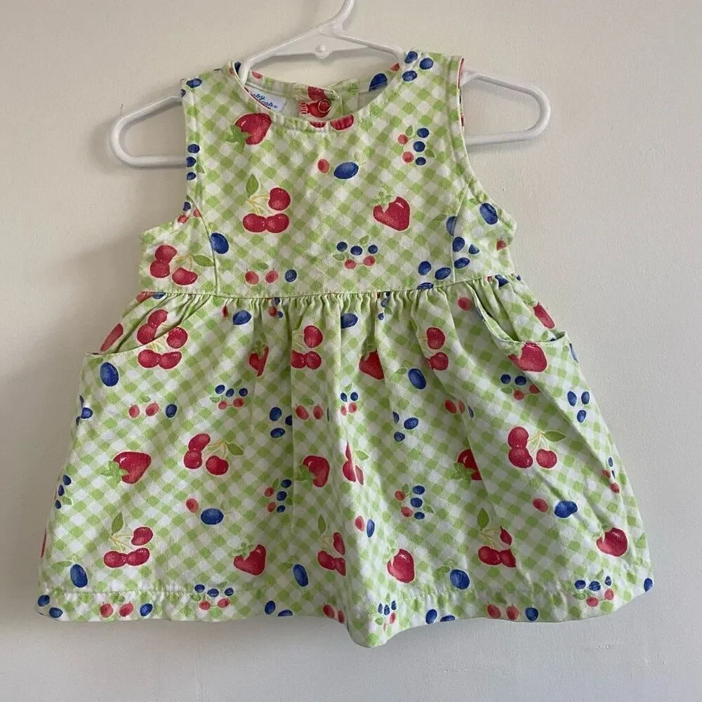 Vintage Baby B’gosh Green Fruits Dress